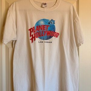 Vintage Planet Hollywood Las Vegas White T-Shirt 100% Cotton EUC Unisex Large